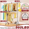 100% Stainless Steel Heavy Duty Clothes Rack Load 860LBS, Rolling