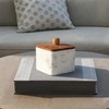 Bloomingville Marble Container with Acacia Wood Lid, White and Natural