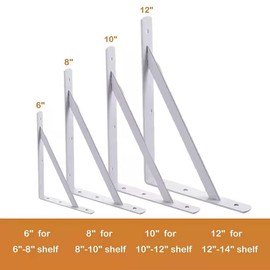 6 Inch Shelf Brackets, 10 Pack Heavy Duty L Brackets for Shelves, 90 Degree Triangle Metal Supports for DIY Floating Shelf with Screws ( White)