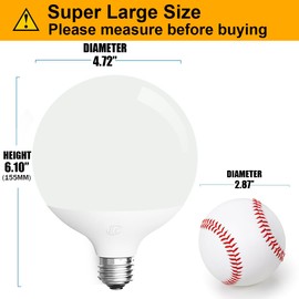 ILC G120 LED Large Globe Light Bulbs 15W, Work with Alexa, Φ 4.72 inch, 150W Equivatlent, Color Temprature Turnable 2700K-6000K, CRI>95+, E26 Base (2 Pack)