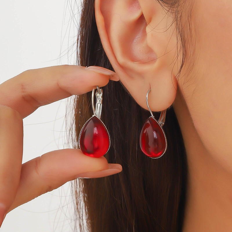 Yheakne Vintage Teardrop Ruby Drop Earrings Red Teardrop Earrings Ruby