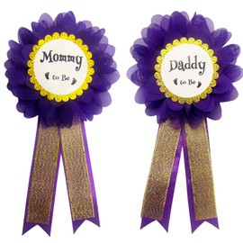 Chicelite Daddy to be & Mommy to be Corsage Pins Kit, Baby Shower Photo Props New Dad Mom Gifts Rosette Button for Gender Reveals Party Celebration, Deep Purple