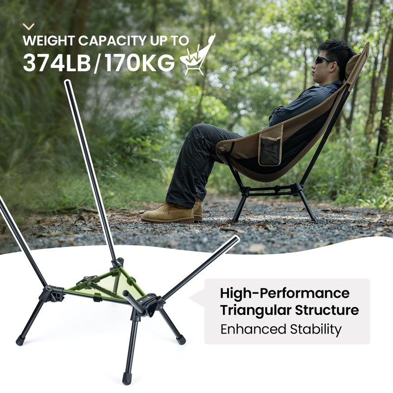 OneTigris Tigerblade High Back Camping Chair with Pillow Design, Comfortable