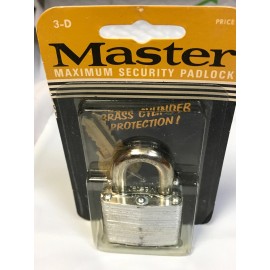 Vintage Master Lock 3-D Secret Service Padlock 1-1/2" BRASS CYLINDER NEW ON CARD