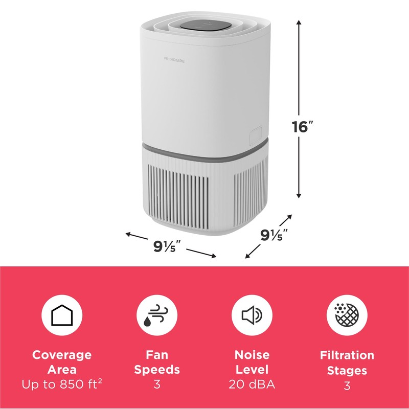 Frigidaire PureA300 HEPA Air Purifier with Wi-Fi for Small Bedrooms,