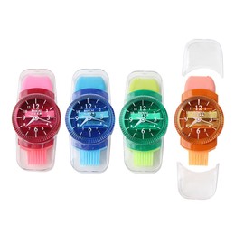 SHIDXIB 4Pcs Unique Watch-Shaped 3-in-1 Multifunctional Sharpener for Art Supplies Stationery Lovers