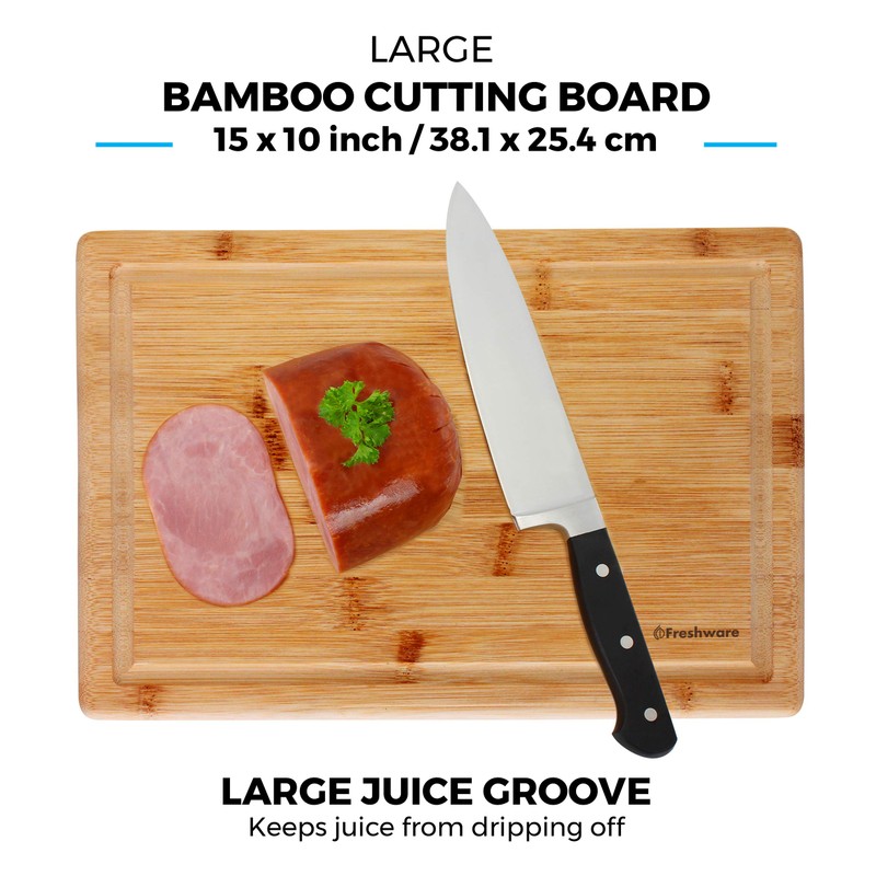 Freshware Freshware Bamboo Cutting Boards for Kitchen with Juice Groove