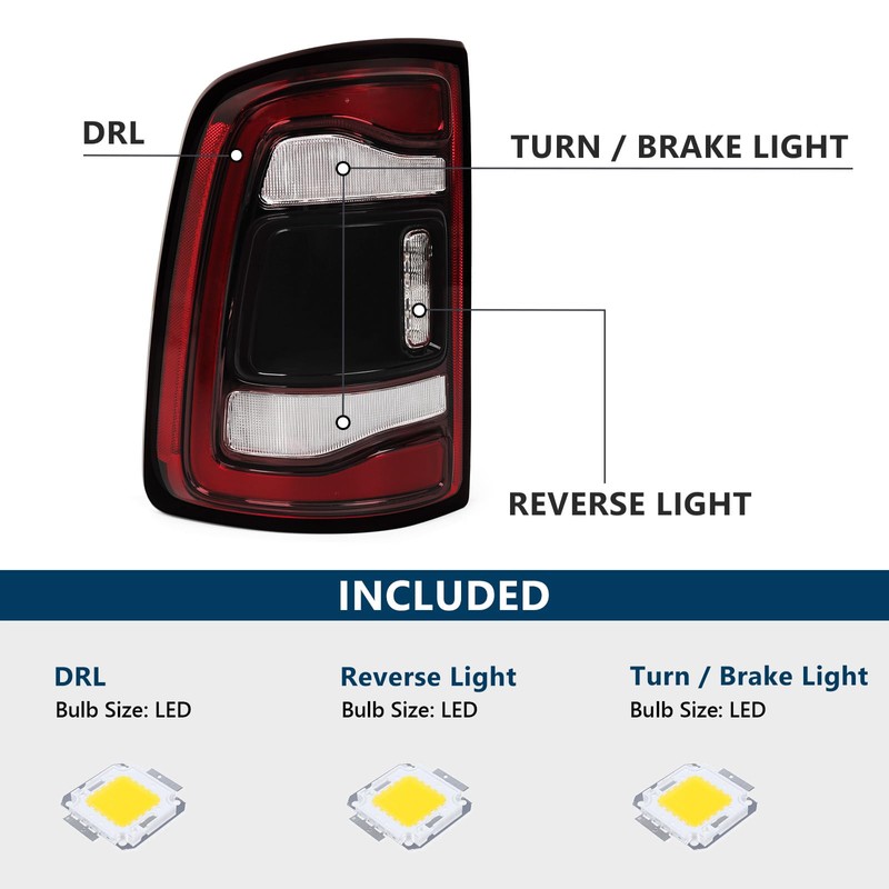 KACHIR LED Tail Light For Dodge Ram 2500 3500 Without