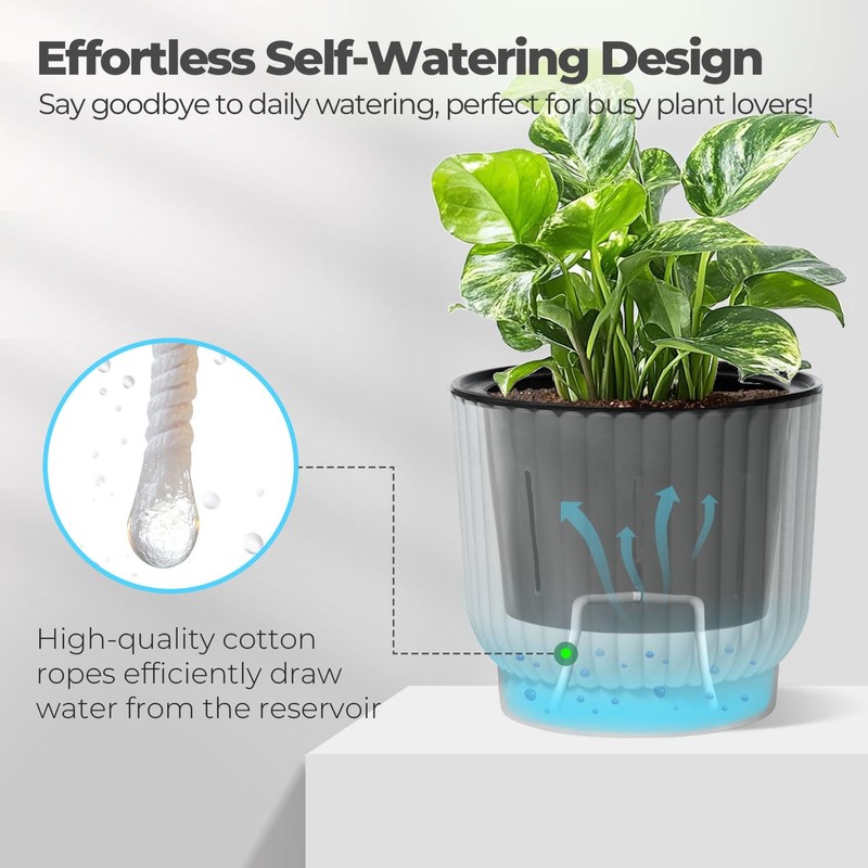 T4U 4 Inch Plant Pots Self Watering, 6 Pack African