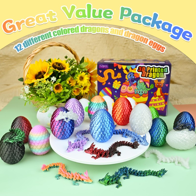 Impossmaker Impossmaker 12PCS 3D Printed Easter Dragon Eggs with 3D