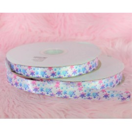 Unbranded Sewing Christmas Holiday 6/8" Snow Flake SHiny satin CHRISTMAS ribbon 5YD