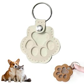 Natwo Dog Hair Collector Keychain, Leather Pet Memorial Keychains, Leather Pet Memorial Keychains, Pets Fur Keepsake Keyring for Collecting Hair With Snap Button,Pet Memorial Gifts, White