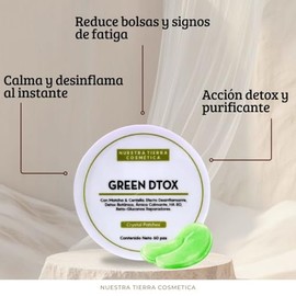Nuestra Tierra Cosmtica Green Dtox Crystal Parches con Matcha y Centella, rnica Calmante, HA 8D, 60 Piezas                                            