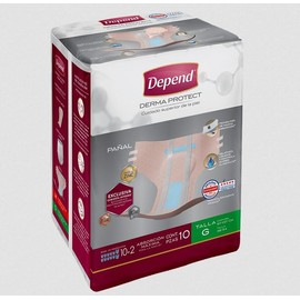Depend Pañal Derma Protect para Incontinencia, Talla Grande (97-137 cm), Unisex - 1 Paquete