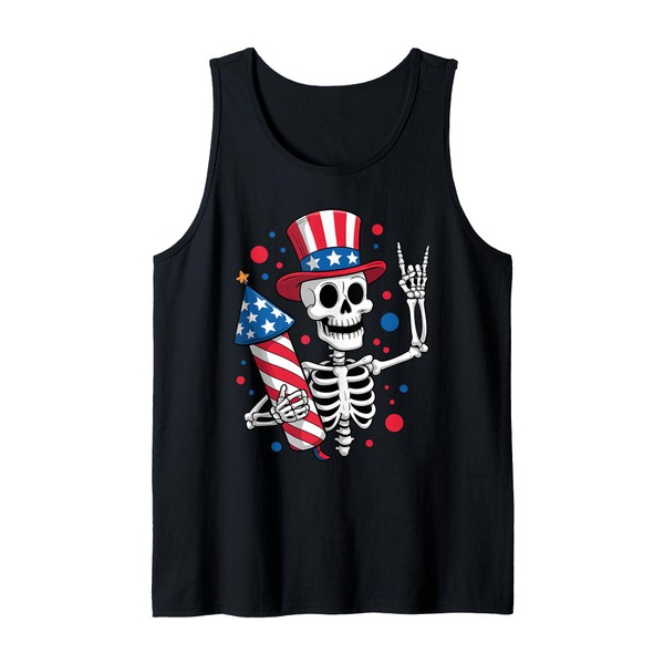 Patriotic Skeleton Uncle Sam Hat Rock Music Fourth Of July