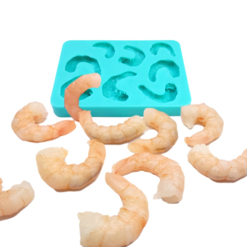 Shrimp mold 8 cavities Seafood animals silicone mold wax melts