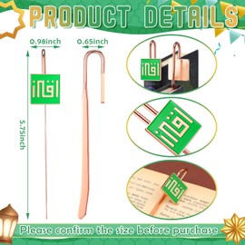 Yaocom 6 Pack Islamic Quran Bookmark with Arabic Calligraphy Quran Holder Metal Holy Quran Bookmark for Islamic Books Party Favor Ramadan Eid Nikah Islamic Gifts(Square)