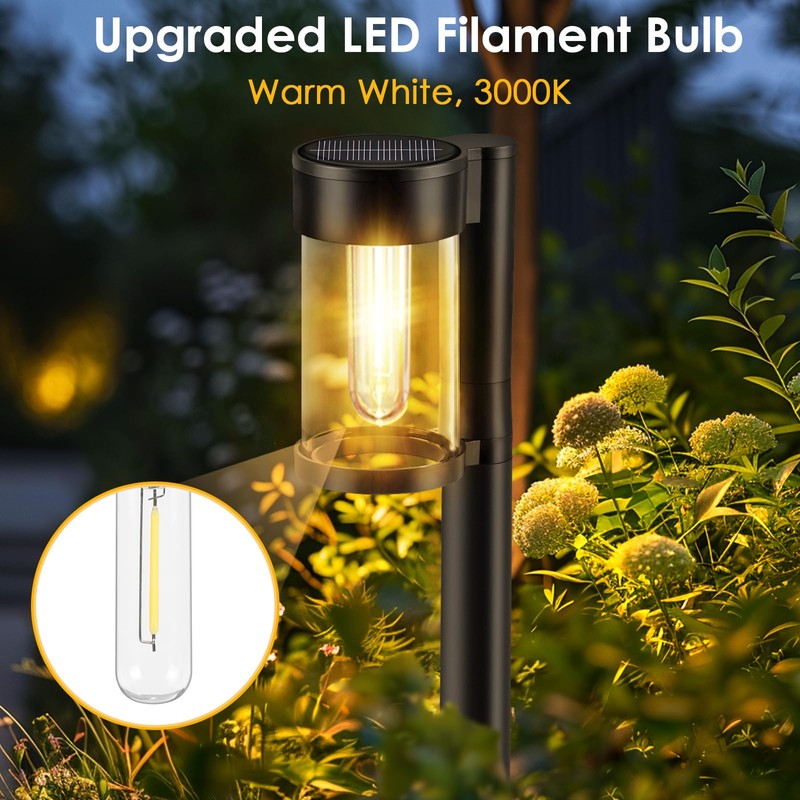 Mancra Solar Pathway Lights Outdoor, 10 Pack Metal & Glass