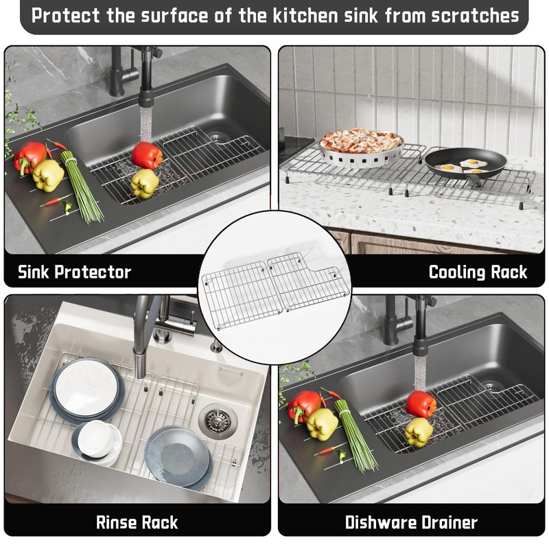 jkxoo 26.18'' x 14.76'' K-6449-ST Sink Protector Grid, Stainless Steel