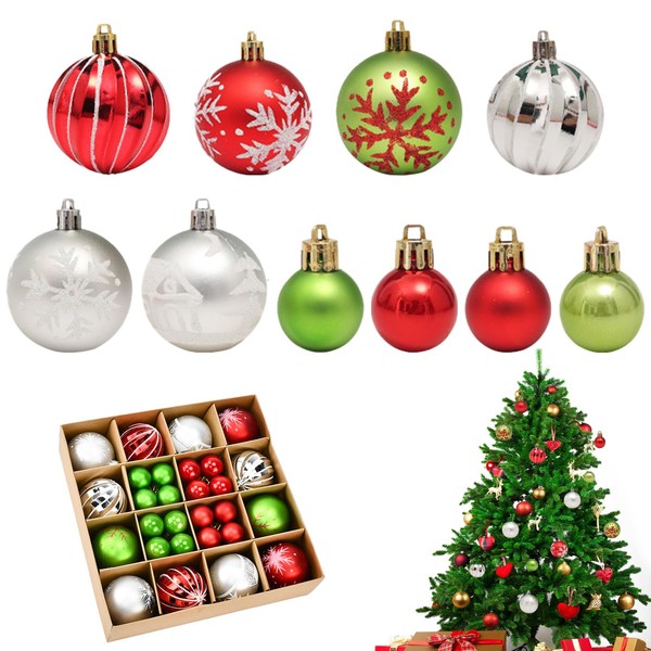YBCCBY 44Pcs Christmas Baubles Christmas Balls Ornaments Christmas Tree Baubles