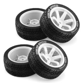 Chanmoo 1/10 RC On Road Neumáticos y ruedas de plástico de 12 mm Hex Rally Racing Neumáticos para escala 1:10 Touring Street Car Tamiya TT01 TT02 XV01 TA06 A959 PTG2 144001 HPI KYOSHO HSP Traxxas 4 piezas (blanco)