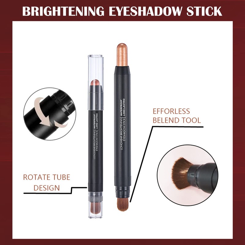 Prreal 6 Color Eyeshadow Stick, 2 in 1 Dual End