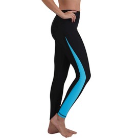Mallas de yoga de buceo para mujer, mallas largas deportivas para natación UPF 50+ (2XL, negro azul)