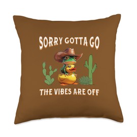 Sorry Gotta Go The Vibes Are Off Cruise Duck and a Frog Fun Throw Pillow