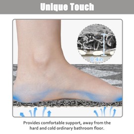 Square Shower Mat Non Slip Anti Mould 60x60cm Gray Bath Mat for Inside Shower Loofah Soft Texured Bathroom Floor Mat for Walk-in Shower Foot Massage Scrubber with Drain Quick Dry