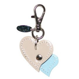 [Happy] Genuine Cow Leather Rhinestone Jewel Happy Charm Heart 10 Colors HC-10 Bag Charm Lead Charm Collar Charm Key Ring, 7. Pink x Orange