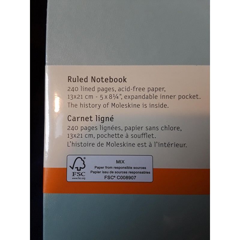 Moleskin classic, hard cover, large filled notebook