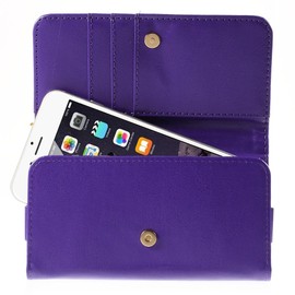 DFV mobile - Cover Premium Crazy Horse PU Leather Wallet Case with Card Slots for iBall Andi 4.5M Enigma - Purple