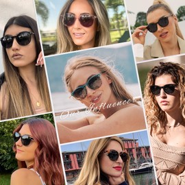 DUCO Sunglasses for Women, UV Protection, UV 400, Polarized Lens, Fashionable Design, Round Sunglasses, Women's UV Protection 1230, white (off-white)