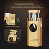 Triple Jet Torch Lighter with One-Touch Cutter, Holder, Draw Enhancer