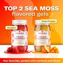 True Sea Moss Premium Sea Moss Gel Bundles with Gift - Wildcrafted Irish Sea Moss Gel - Rich in Minerals & Vitamins - Supports Immune, Improves Digestion, Boosts Energy, Skin & Hair Health - Made in USA - Healthcare:_Mango-Pineapple + Strawberry