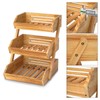 Merysen 3 Tier Wooden Fruit Basket For Kitchen, Bread Vegetable