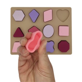 PAPU BABY Juguetes de Bloques de construcción de Figuras geométricas apilables de silicón para bebés y niños pequeños 12 Piezas. Estimulación temprana. Juguete Montesori (Rosas/Morados)
