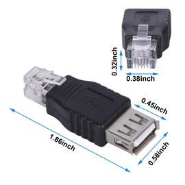BMMOREN RJ11 Male to USB Female Telephone Connector, 2 Pack RJ11 Plug to USB A Telephone Line Adapter for Communication Fax Machine (RJ11 6P2C)