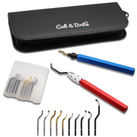 Cali&Brita FRP [Rotary + Fixed Type + 10 Blade Set] Deburring Cutter, Chamfering Cutter, Reamer, Rotary Grip, Fixed Grip, Dedicated Blades, Resin, Plastic, Metal Products