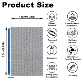 Ryvera Aquarium Filter Media, 8D Aquarium Filter Sponge, Aquarium Cotton Filter Pad, Filter Pads Bio Sponge Foam Aquarium Filter Replacement Filter Accessories for Aquarium, Fish Tank, Pond, 25x11cm