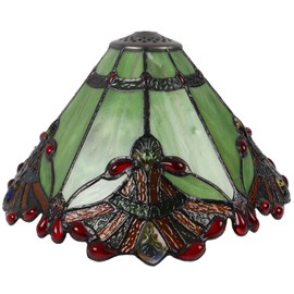 Bieye S10023 Tiffany Style Stained Glass Baroque Lampshade (13-inch Wide Green)