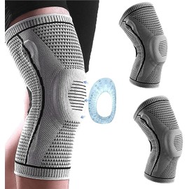 2pcs Ultra Knee Elite Knee Compression Sleeve - Rodillera profesional, estabilizador de rótula elástico con soporte de resorte de gel de silicona,... 