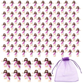 Mini Jesus Figurines in Bulk 100 Pack Little Jesus Figures Pocket Size Jesus Mini Figure Religious Christ Savior Jesus for Christmas Decorations Thanksgiving Day Sunday School Easter Eggs Stuffers