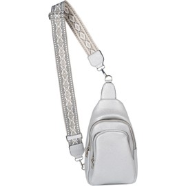 styleBREAKER Women's One Shoulder Backpack, Geometric Patterned Shoulder Strap, Plain Crossbody Bag, City Backpack, Sling Bag 02012400, silver