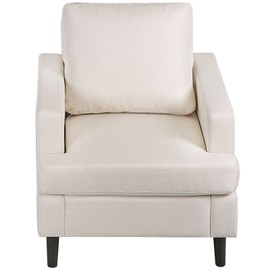 Segawe Mid Century Modern Accent Chair Beige Upholstered Armchair for Bedroom Apartment