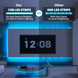 DC24 V COB RGB LED Strip, 10 m/Roll, Dimmable, Flexible, High Density, Uniform Light, 672 LED/m, Colour-Changing Light Strip for Ambient Lighting, Only 10 m RGB LED Strip, Without Power Supply and