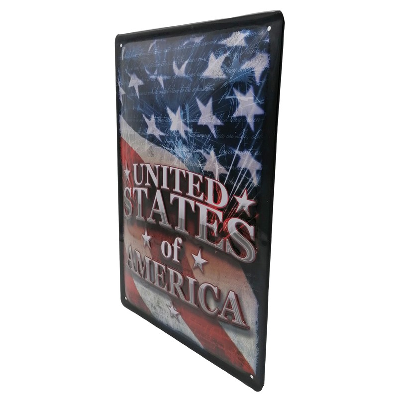 USA Flag Embossed Tin Sign 20 x 30 cm US