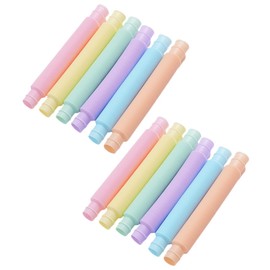 GNHG Mini Pop Tubes Sensory Toy, 12 Pieces Pop Tubes Multicoloured Stretch Tube Mini Pop Tubes, Colourful Stretch Tube Sensory Toy (6 Colours), black