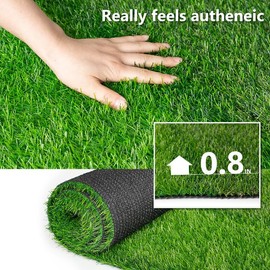 Shuonuo Luxurious Artificial Grass Turf Lawn Fake Grass 0.8 Inch Pile Height 3FTX24FT Realistic Synthetic Grass PU Backing Indoor/Outdoor Pet Faux Astro Rug Carpet for Garden Patio Balcony