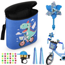 COZCLAM Children's Handlebar Bag, Balance Bike Handlebar Bag, Handlebar Bag Bicycle Children with Bell, Wind Wheel, Handlebar Streamers & Children's Bicycle Spokes for Children's Bikes, Scooters,